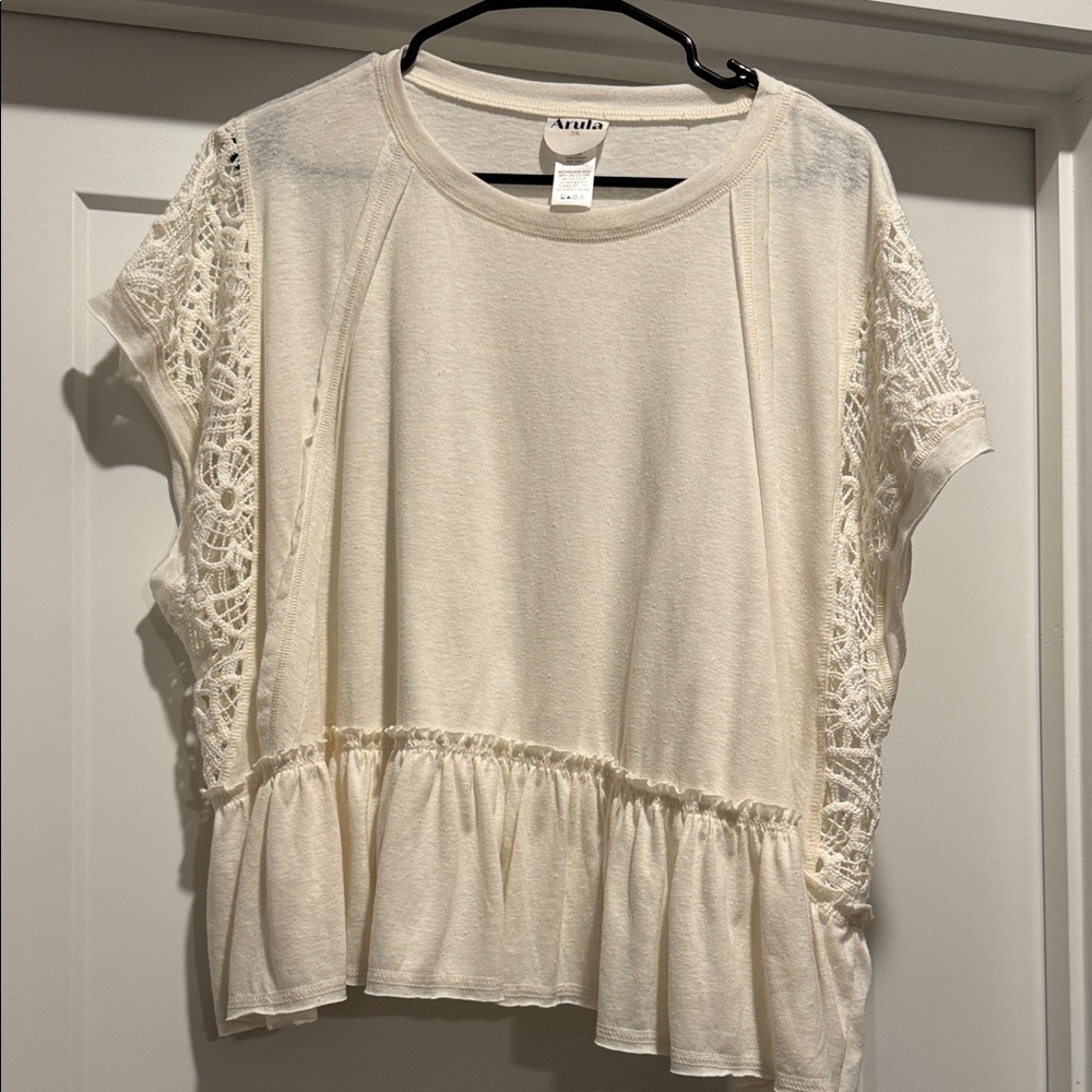 Arula Ivory Crochet Accent Blouse